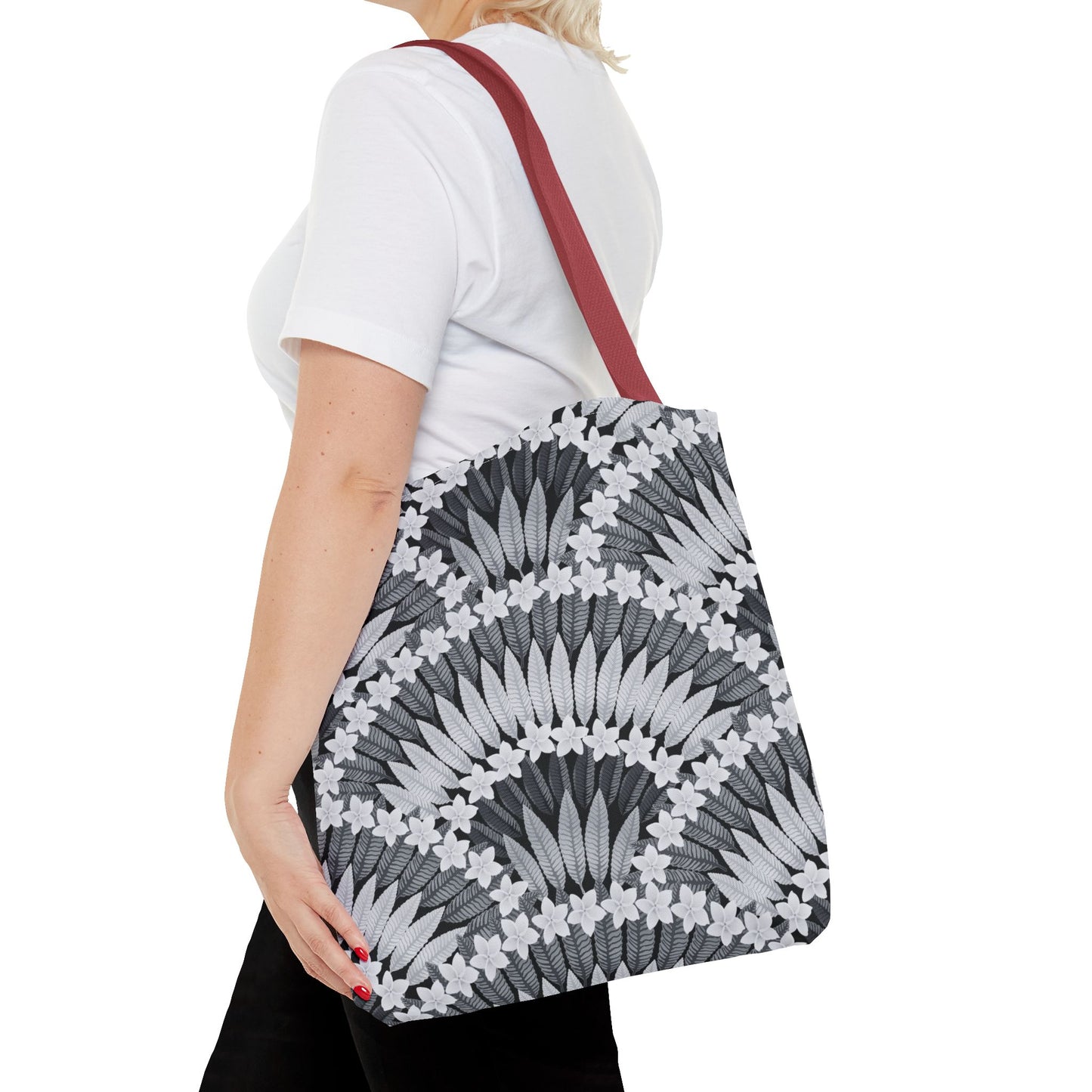 Plumeria and Palms BlackTote Bag - 3 Sizes