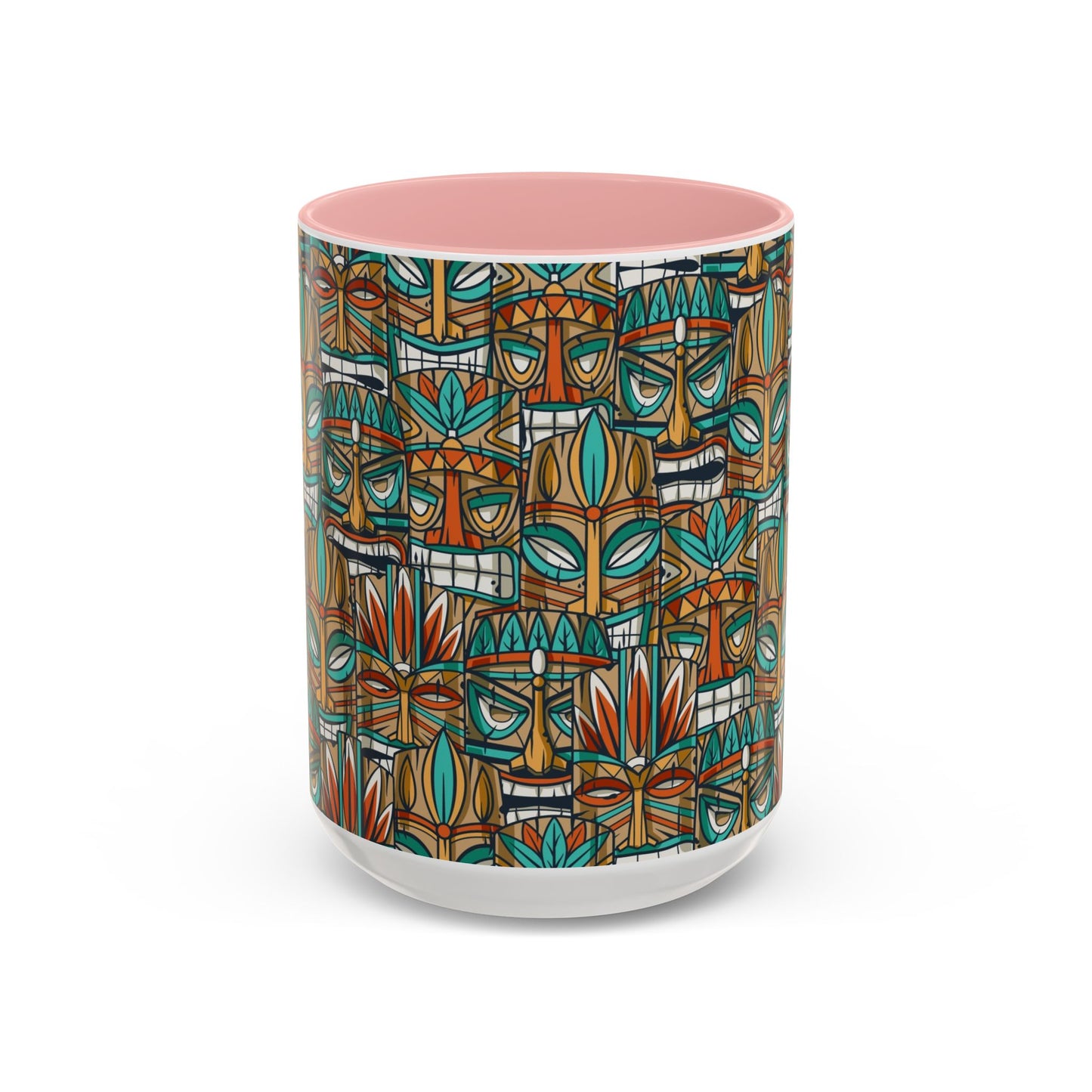 Accent Coffee Mug (11, 15oz), 8 Colors - Turquoise Tiki Party