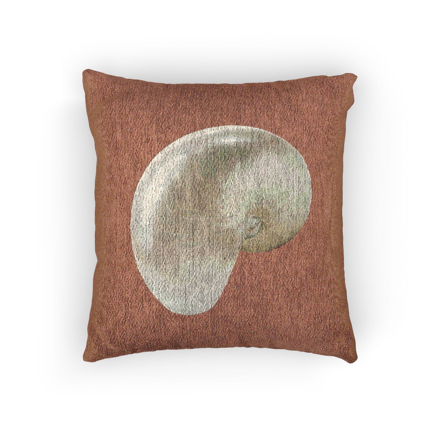 Woven Pillow, 17"W x 18"L - White Nautilus Shell, Orange