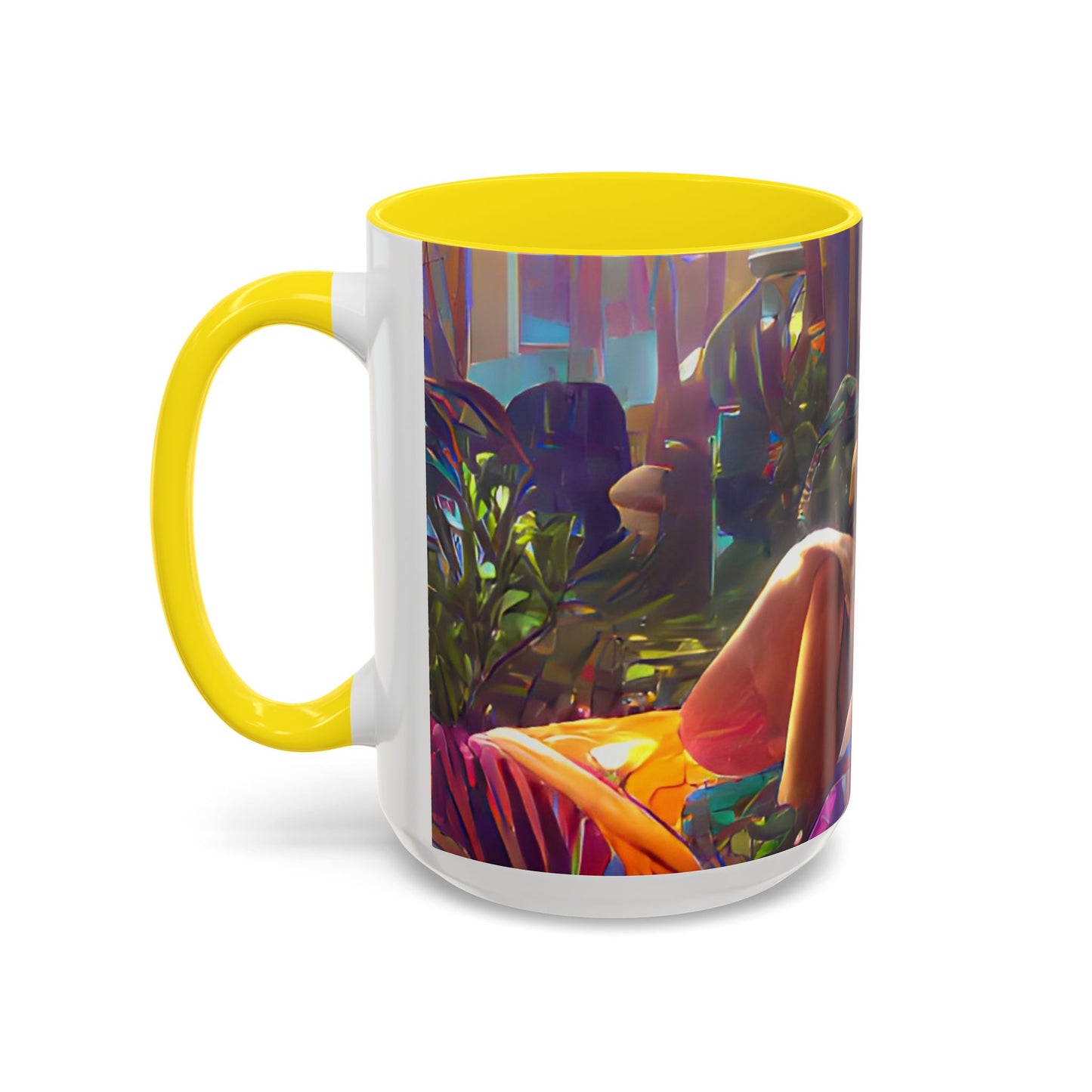 Accent Coffee Mug (11, 15oz) - Midnight Kiss in Tropical Garden