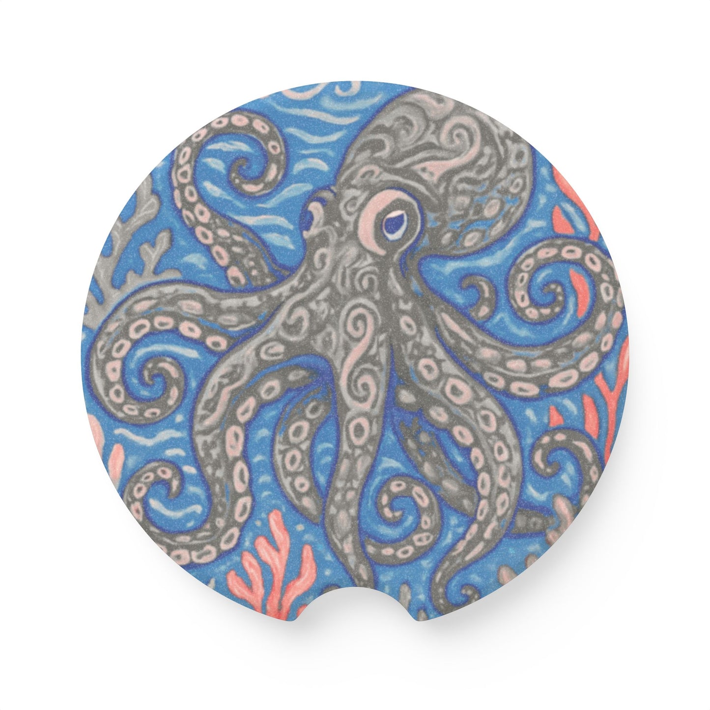 Soapstone Car Coaster - Grey Kraken Joe