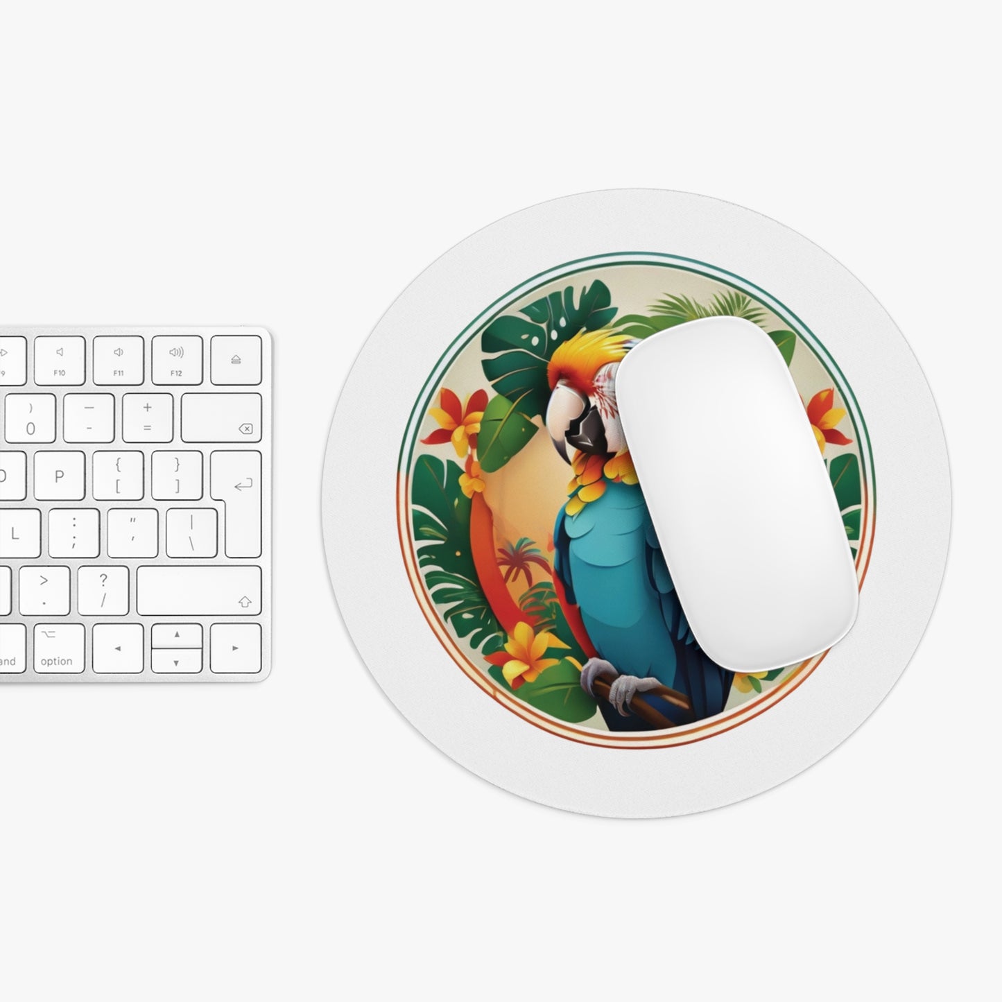 Tropical Mouse Pad, 2 Shapes - Rainforest Vibes for Home Office & Gamer / Pet Parrot