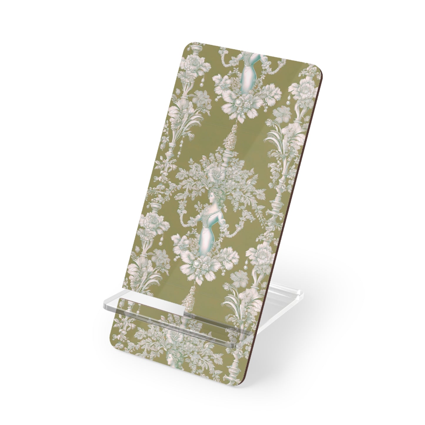 Mobile Display Stand for Smartphones, Pearl Lady Toile highborn green repeat