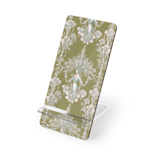 Mobile Display Stand for Smartphones, Pearl Lady Toile highborn green repeat