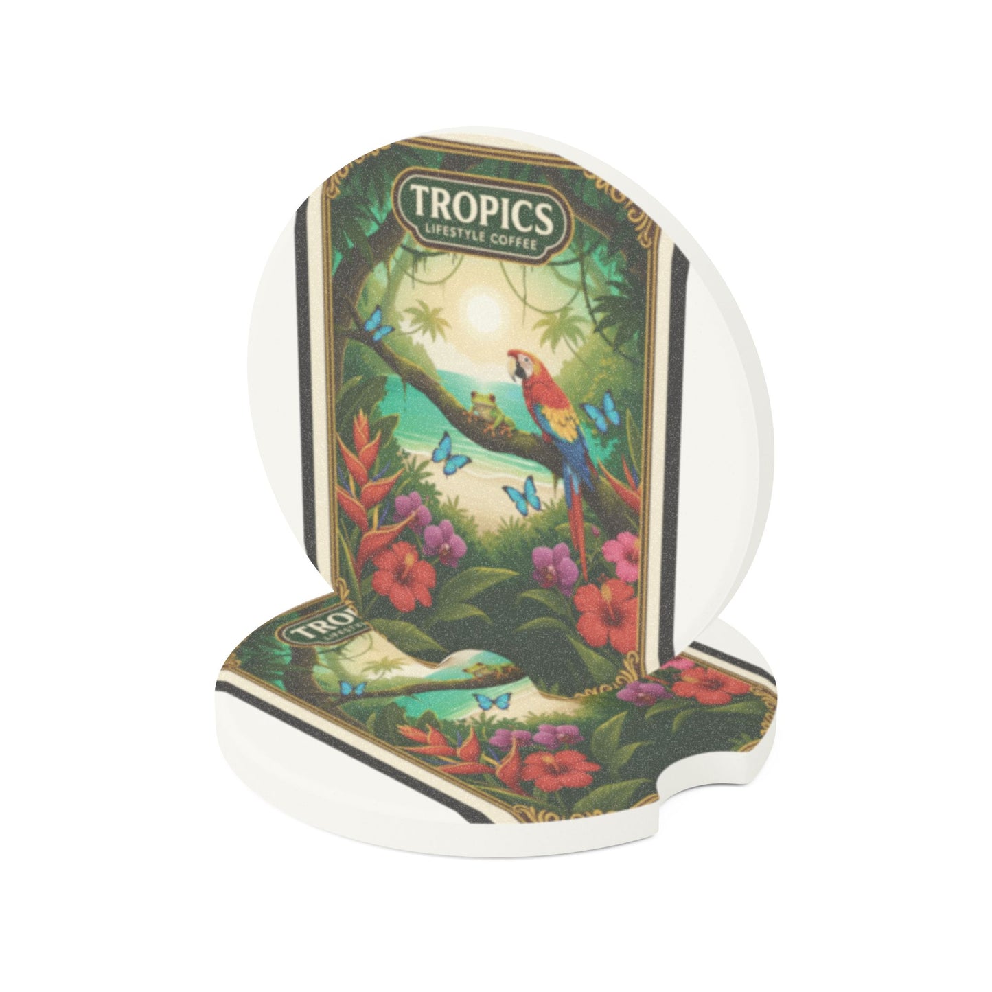 Soapstone Car Coaster - Tropics Lifestyle Coffee, Rainforest Friends