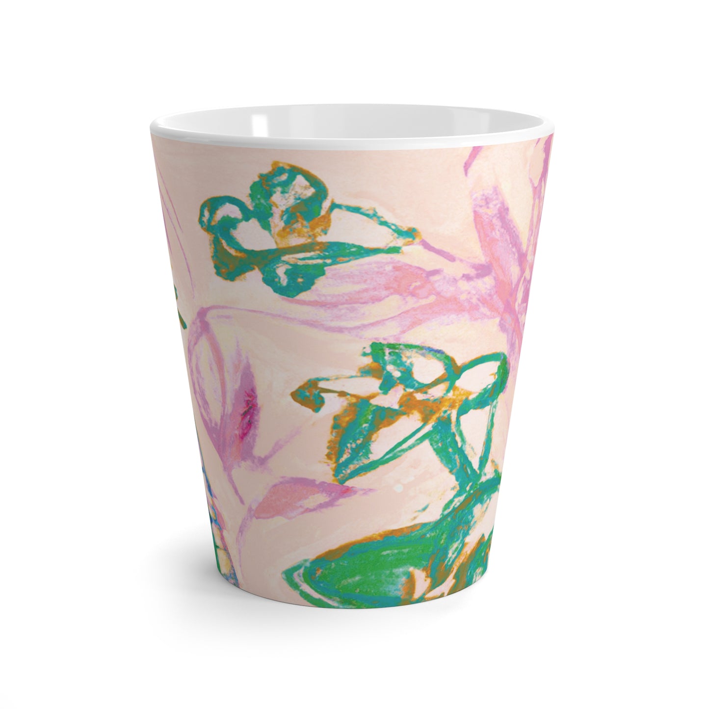 Latte White Mug - Tropical Doodles, Pink