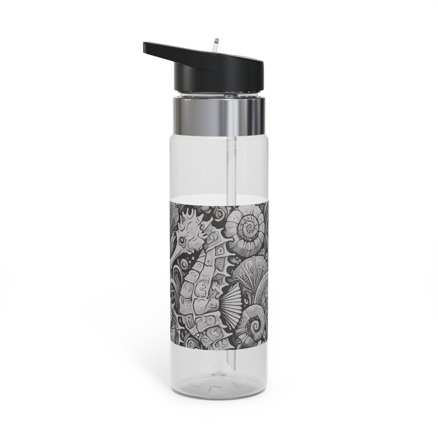 Tropical 20oz Tritan Sport Water Bottle -  Leakproof, Lightweight, BPA-Free / Seahorse Trio, Noir Macro