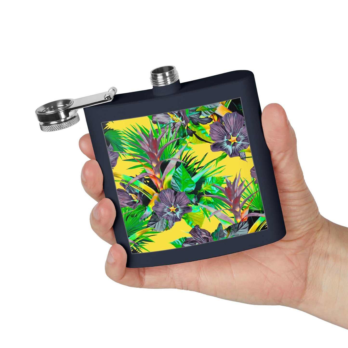 Tropical Stainless Steel 6 oz. Flask, Many Colors  – Plant Palooza Yellow