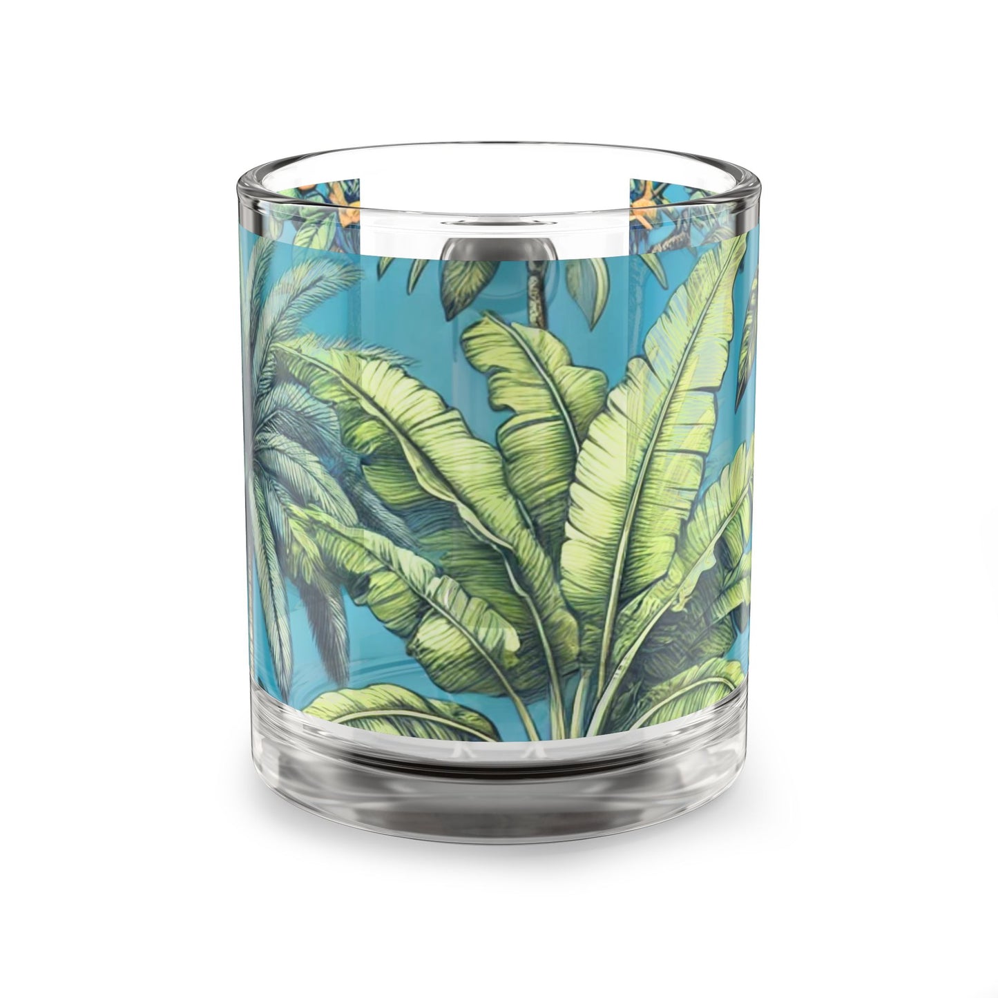 Tropical Fruit Blue Glass Mug - 10oz, Perfect for Beach Lovers