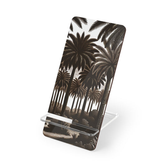 Mobile Display Stand for Smartphones - Woodcut Palm Grove