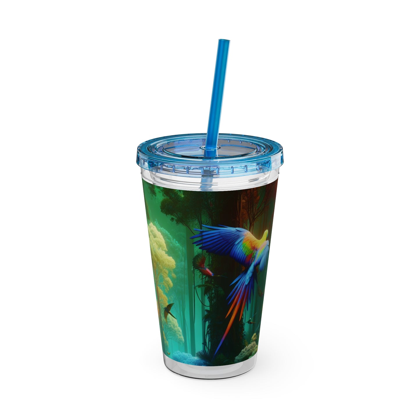 Tropical Tumbler with Straw | 16oz Colorful Travel Cup / Flight School