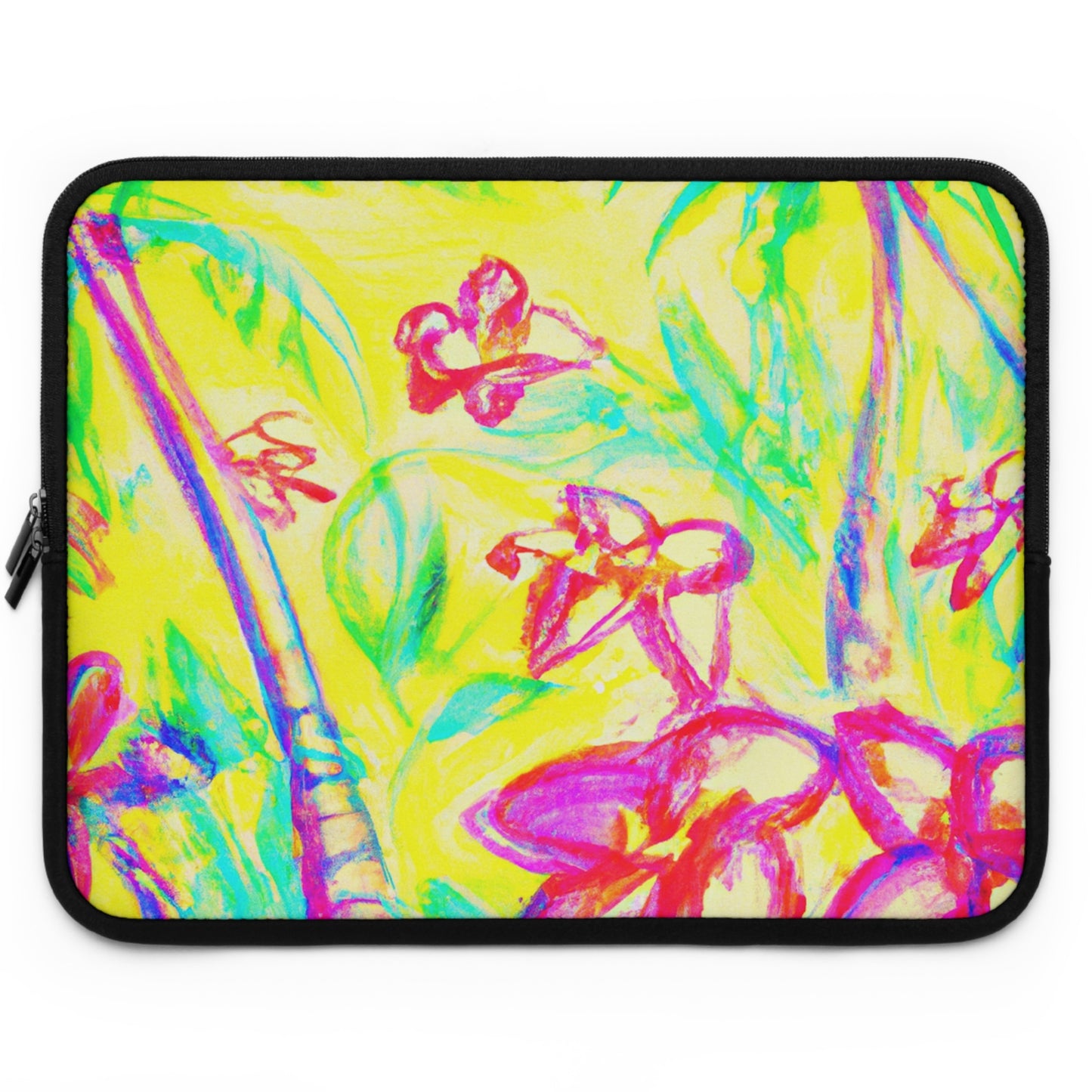 Tropical Laptop Sleeve, 5 Sizes - Perfect for Beach Lovers & Students / Tropical Doodles, Yellow