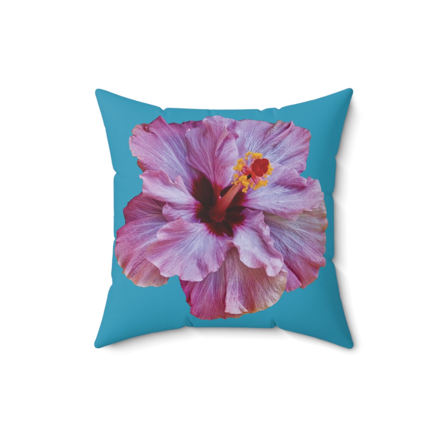 Decorative Pillow - Accent Cushion, 4 Sizes / Photo Purple Hibiscus, Turquoise