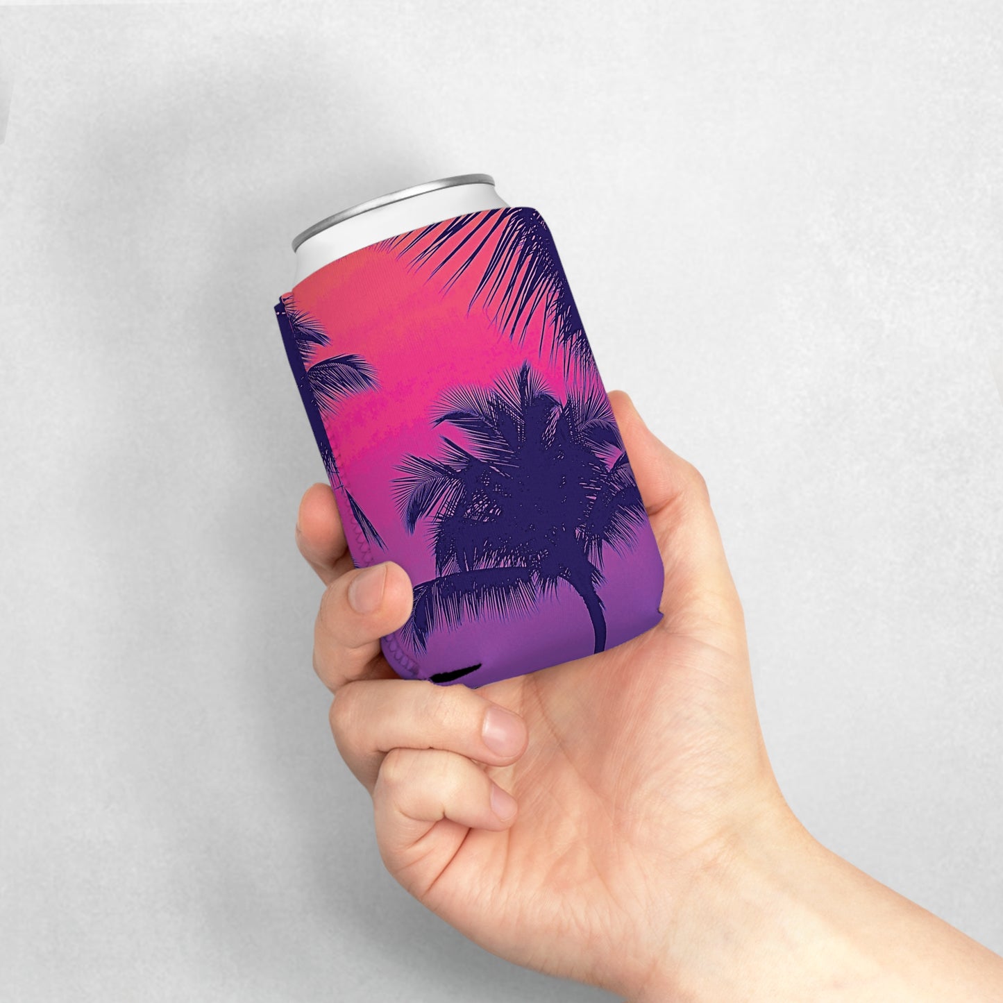 Palm Glow Pop Can Cooler Sleeve - Perfect for Outdoor Picnics