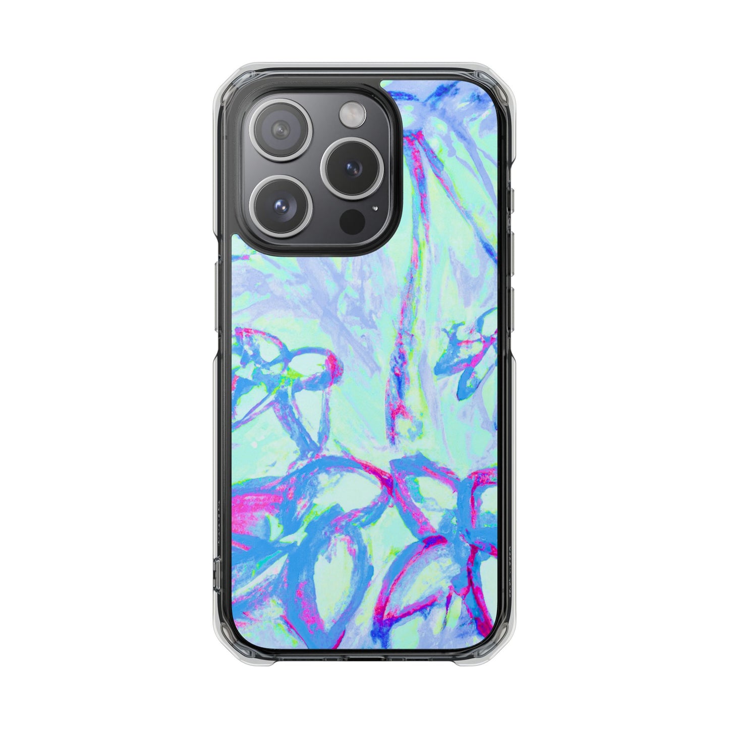 Tropical Doodles/Blue Magnetic Clear Phone Case, Many Models