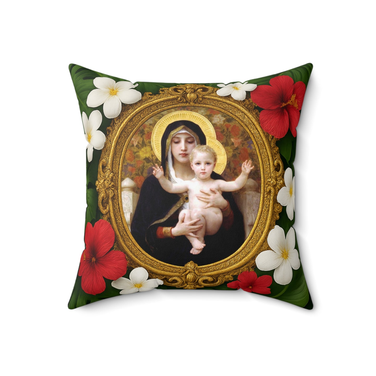 Religious Decorative Pillow - Accent Cushion, 4 Sizes / Virgin of the Lilies