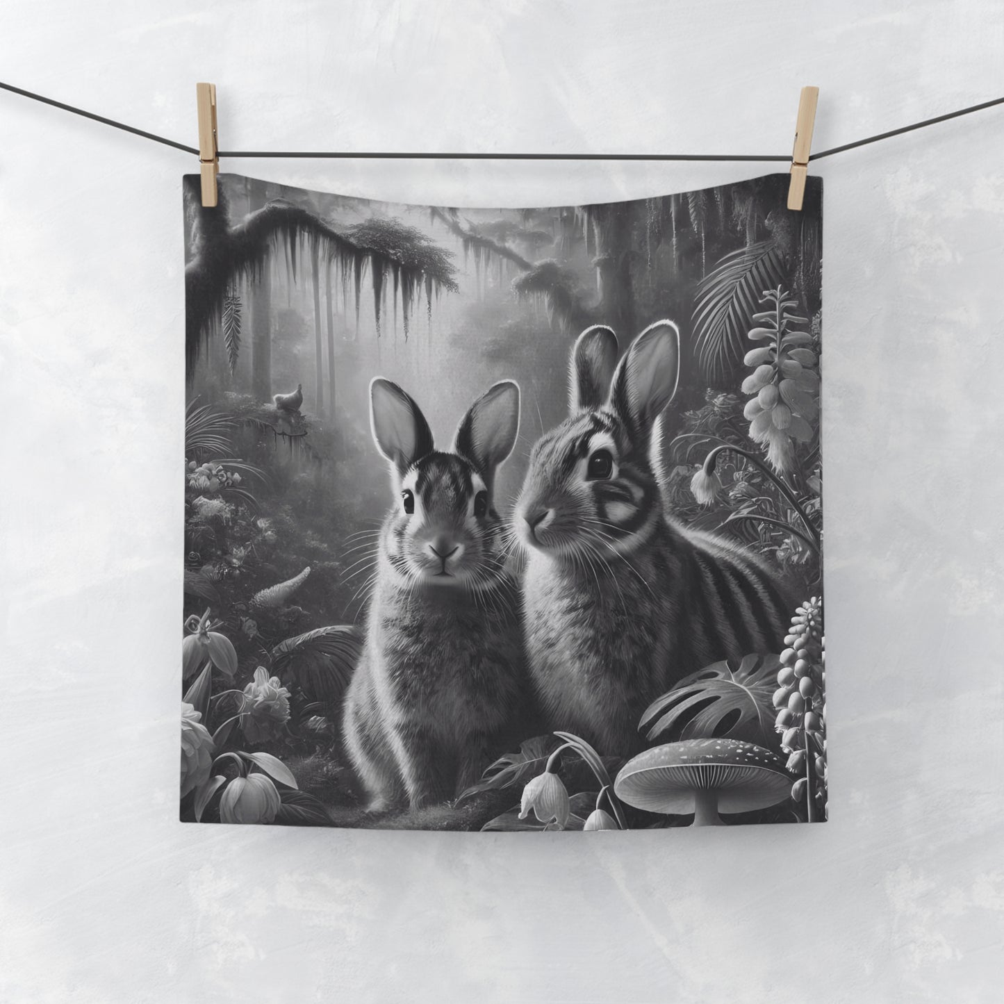 Face Towel - Tropical Sumatran Rabbits/Slate