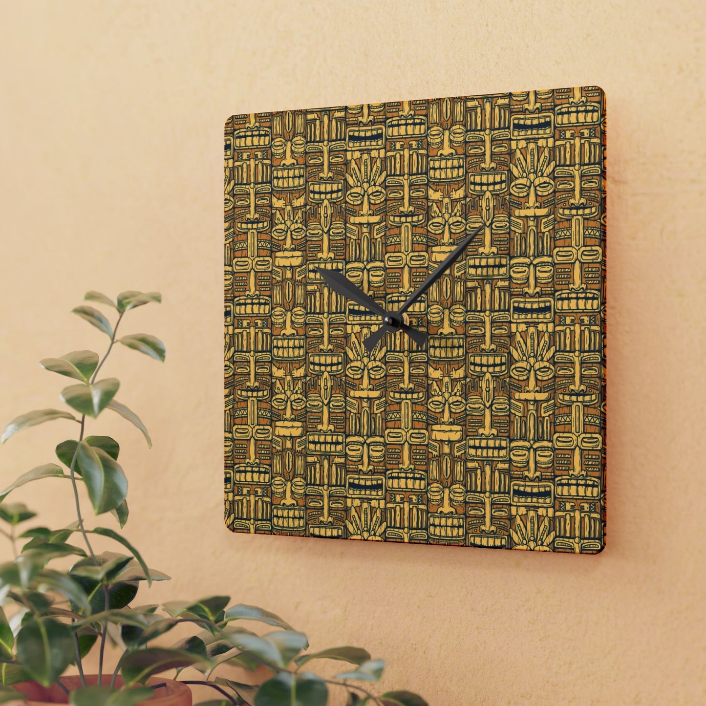 Acrylic Wall Clock, Old Tiki Totems