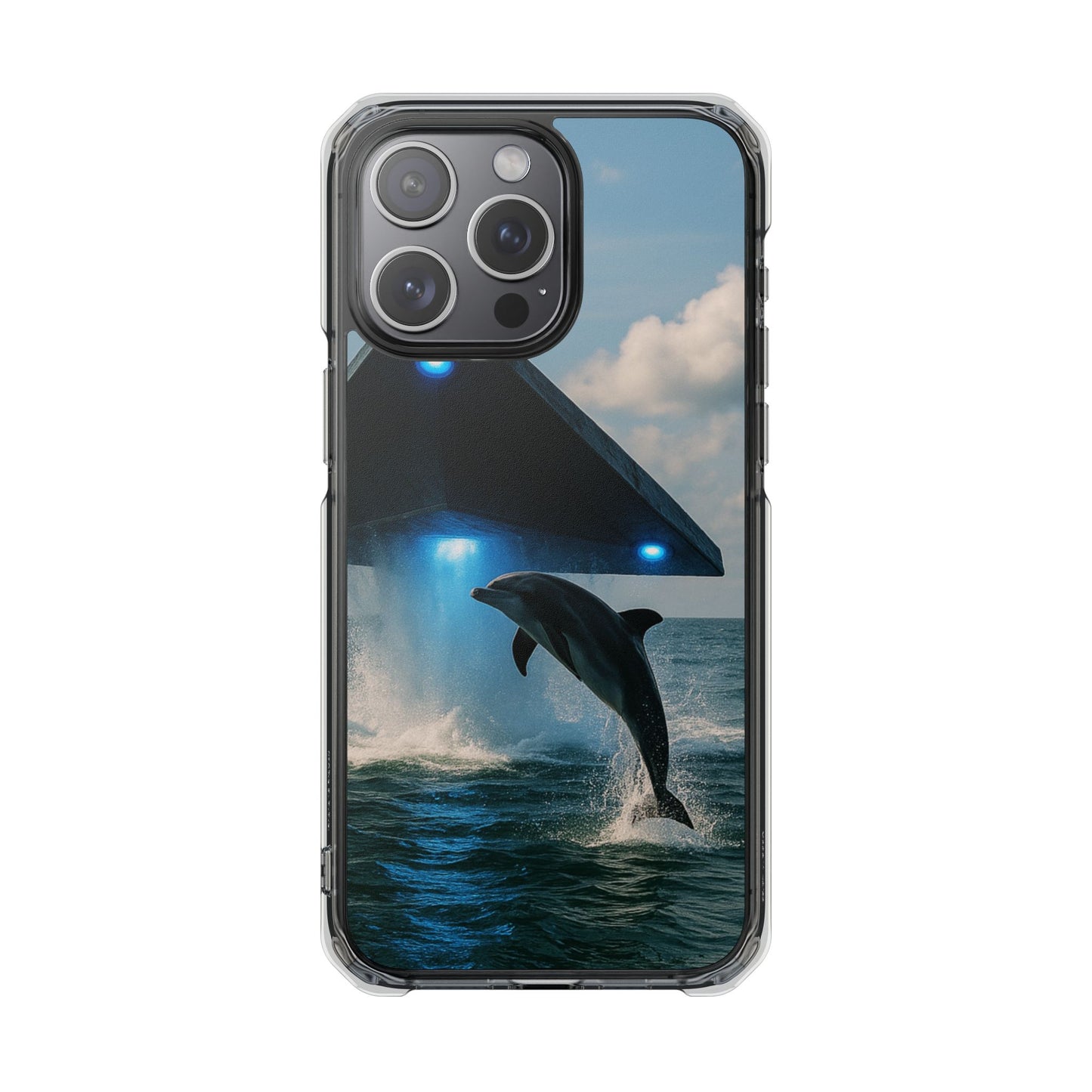 UFO and Dolphin Magnetic Clear Phone Case, Many Models