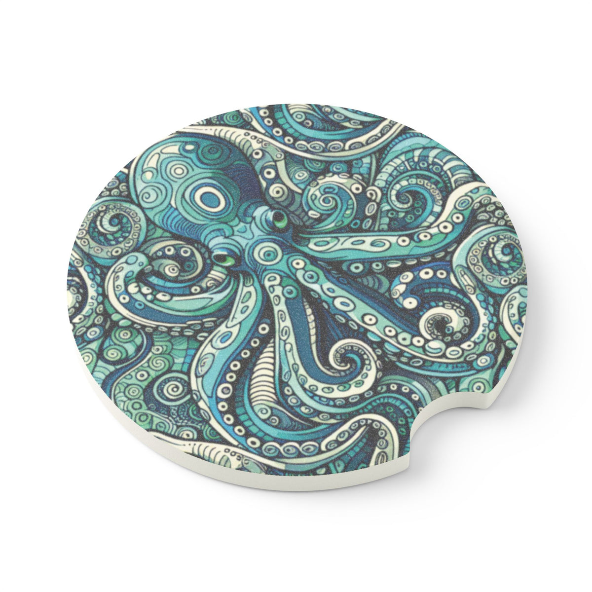 Soapstone Car Coaster - Aqua Octopus