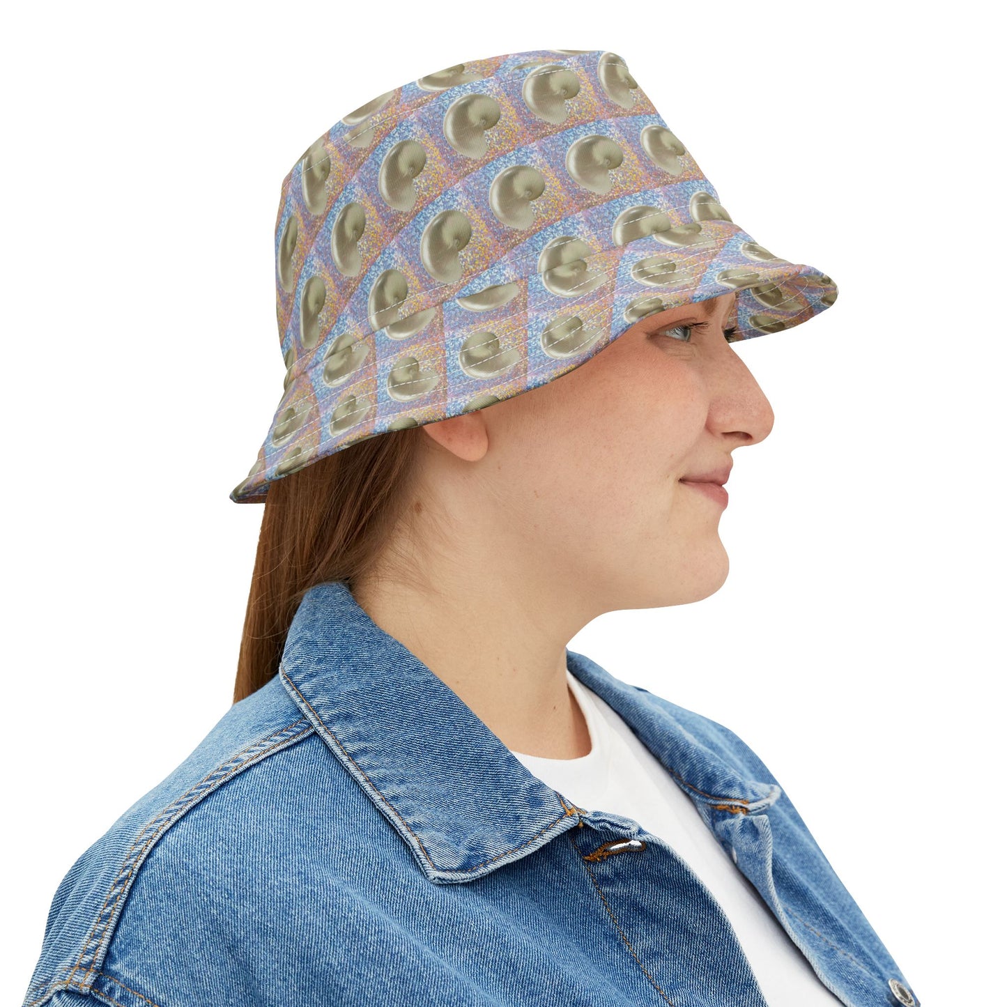 Tropical Polyester Bucket Hat, 2 Sizes - Disco Nautilus Shell