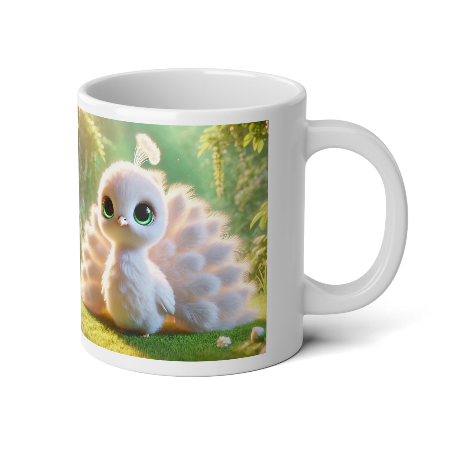 Jumbo Mug, 20oz, Baby White Peacock | Tropical Coffee Cup