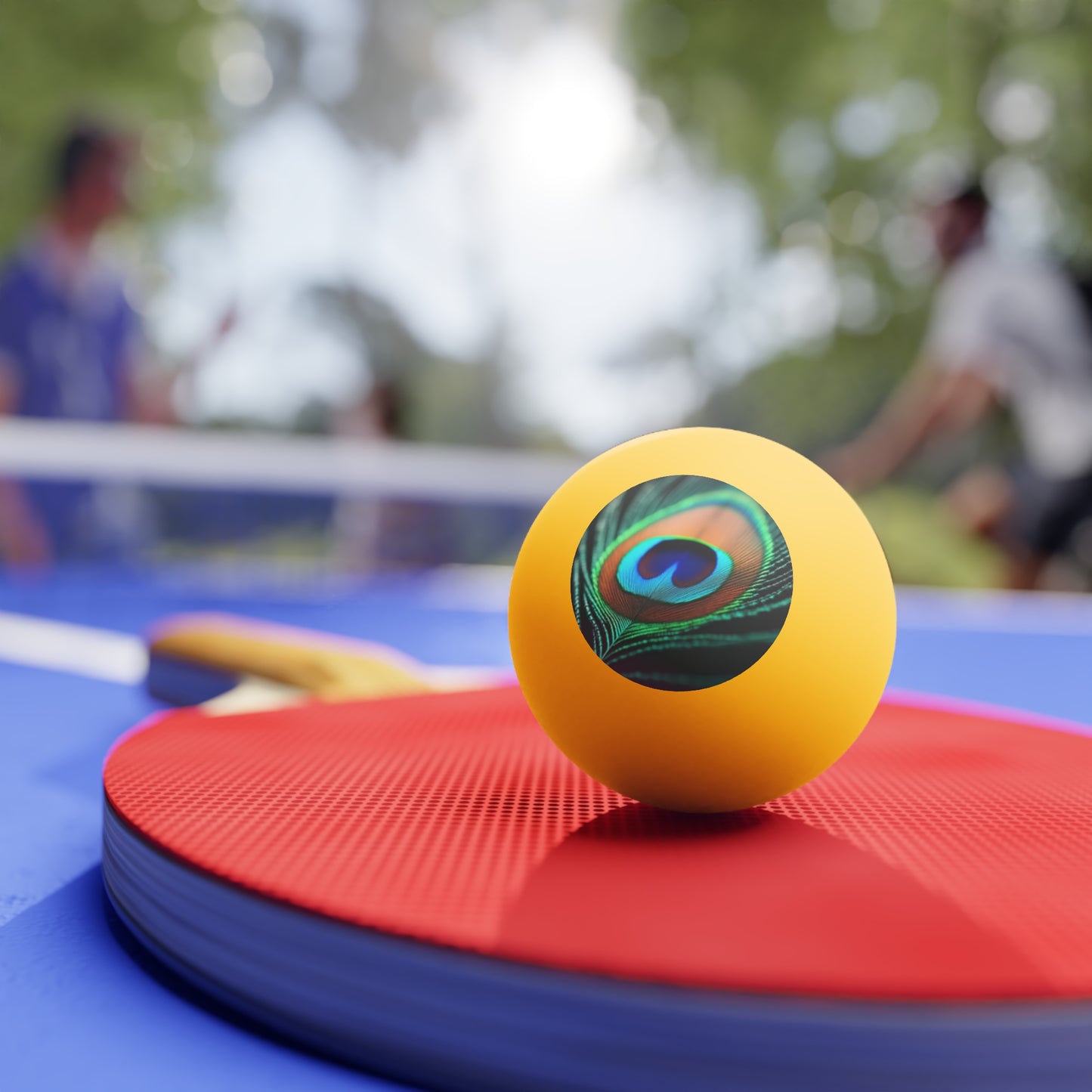 Tropical Paradise Ping Pong Balls - 6 Pack with Peacock Feather/Orange