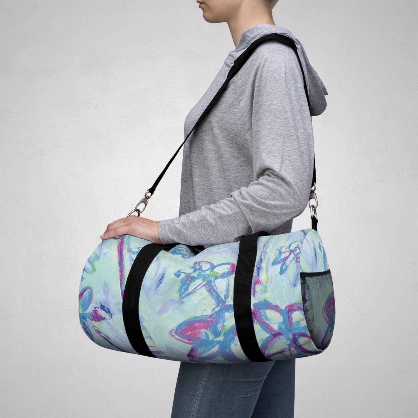 Tropical Rainforest Duffel Bag - Perfect for Travel and Gym / Tropical Doodles, Blue