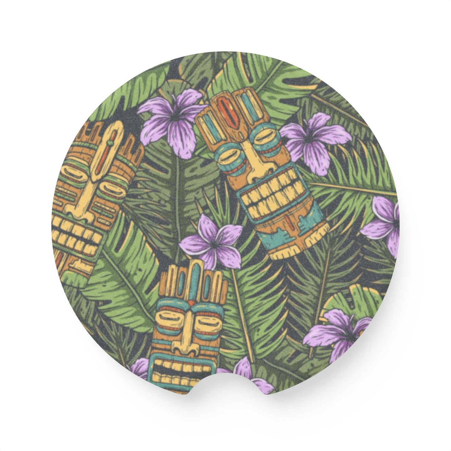 Soapstone Car Coaster - Tiki Purple Greenery