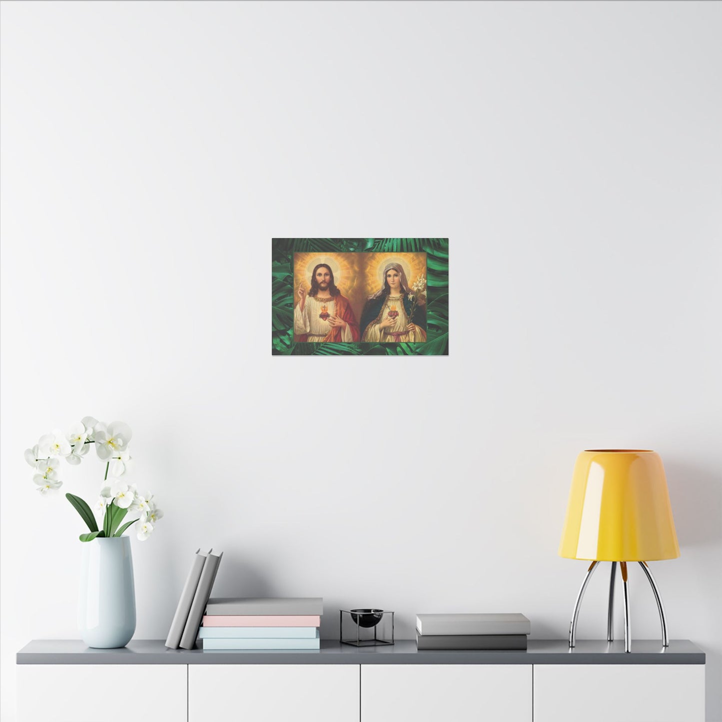 "Tropical Rainforest Jesus and Mary" Religious Canvas Artwork - Stretched Canvas Print / Byzantine Icons