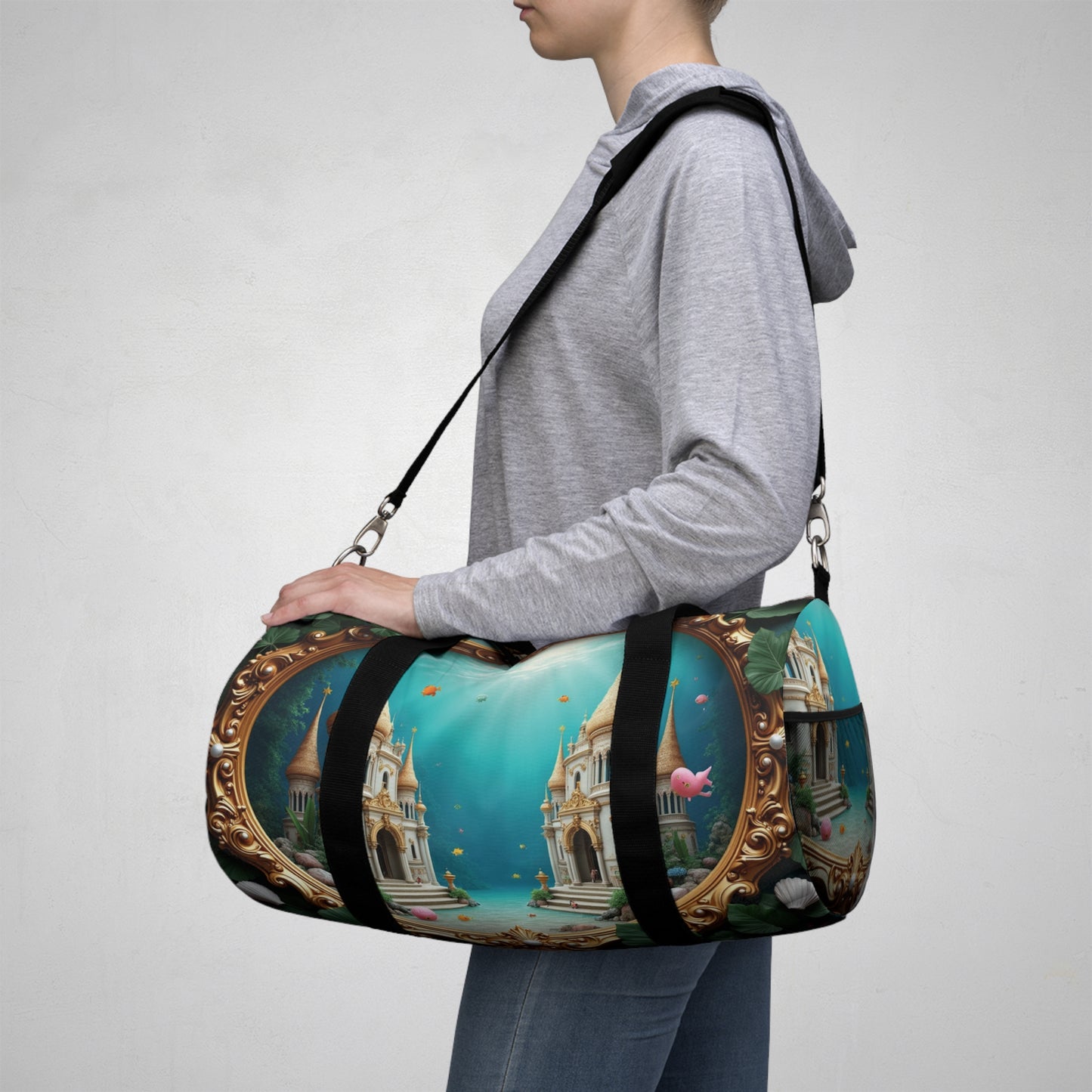 Tropical Rainforest Duffel Bag - Perfect for Travel and Gym / Framed Mermaid Palace, Libyan Sea
