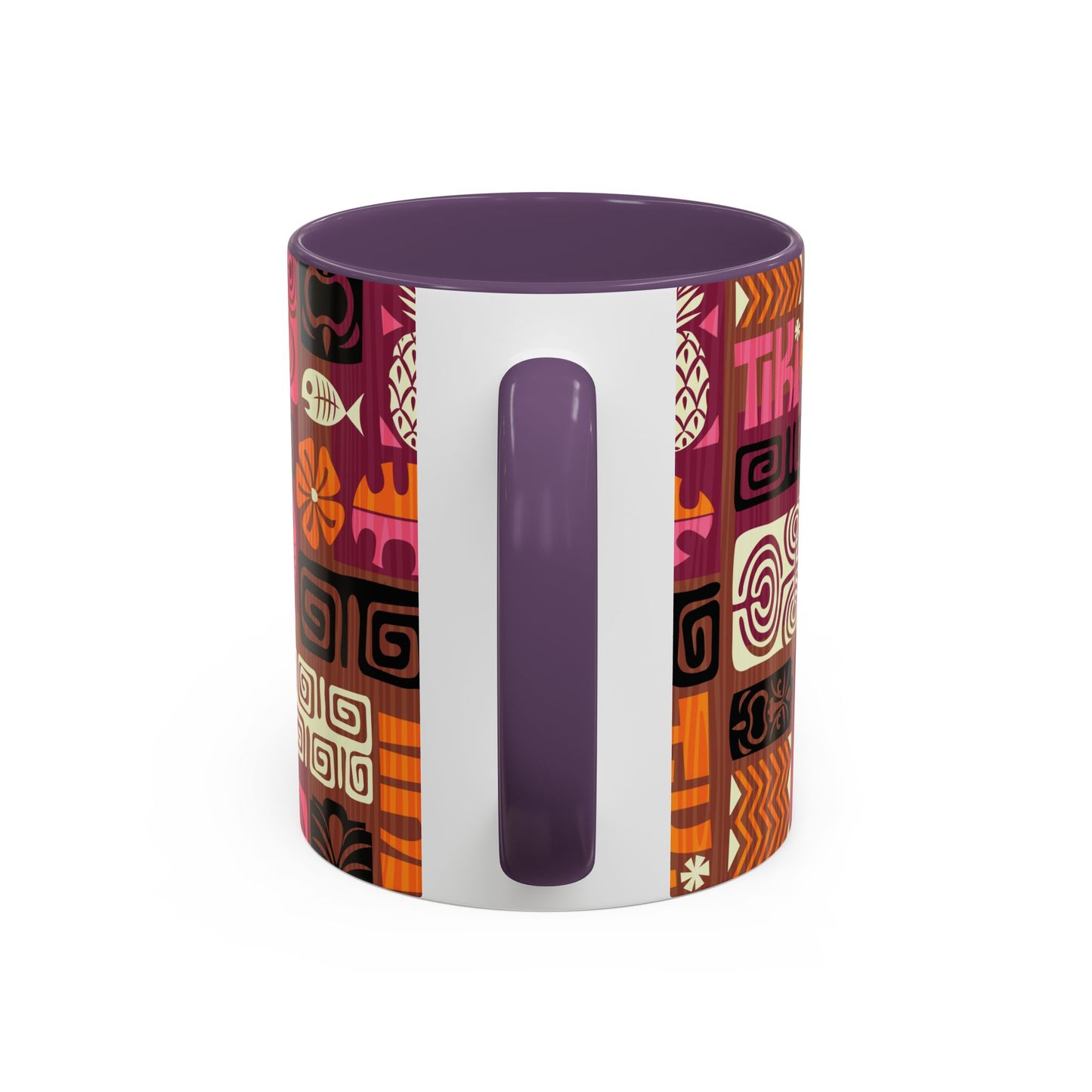 Accent Coffee Mug (11, 15oz), 8 Colors - Tiki Poster Pink/Orange