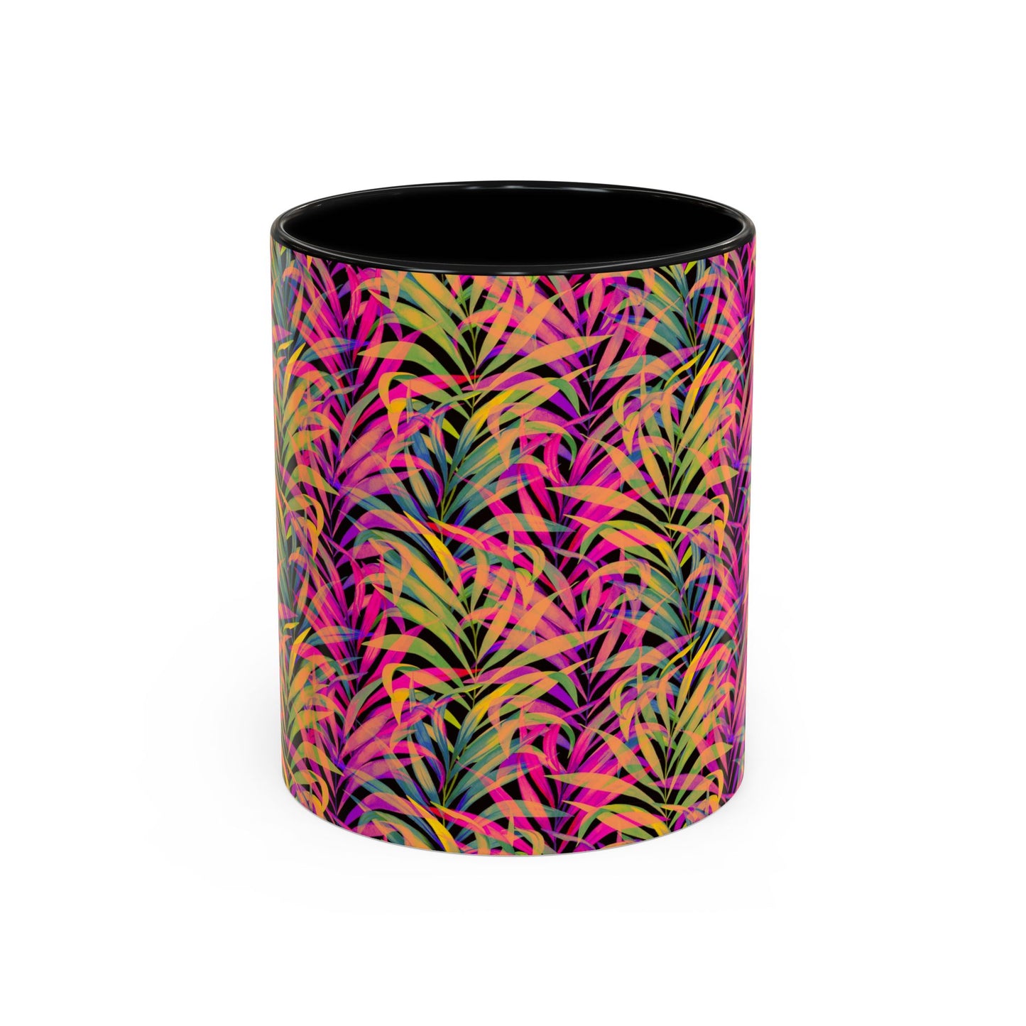 Accent Coffee Mug (11, 15oz), Rainbow Fronds / Various Colors