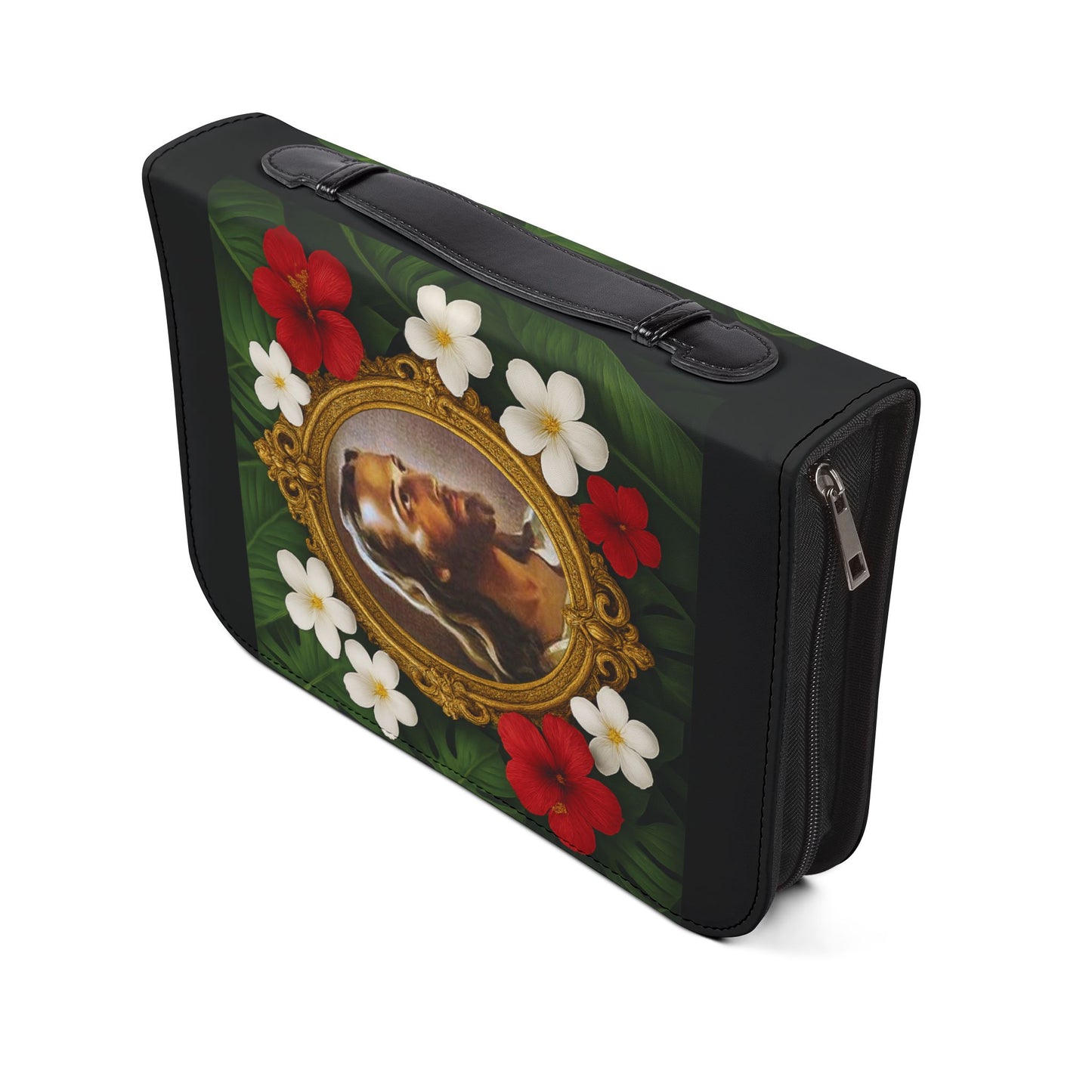 Tropical Jesus Bible Cover, Black / Floral Bible Cover Protector, Church Accessories