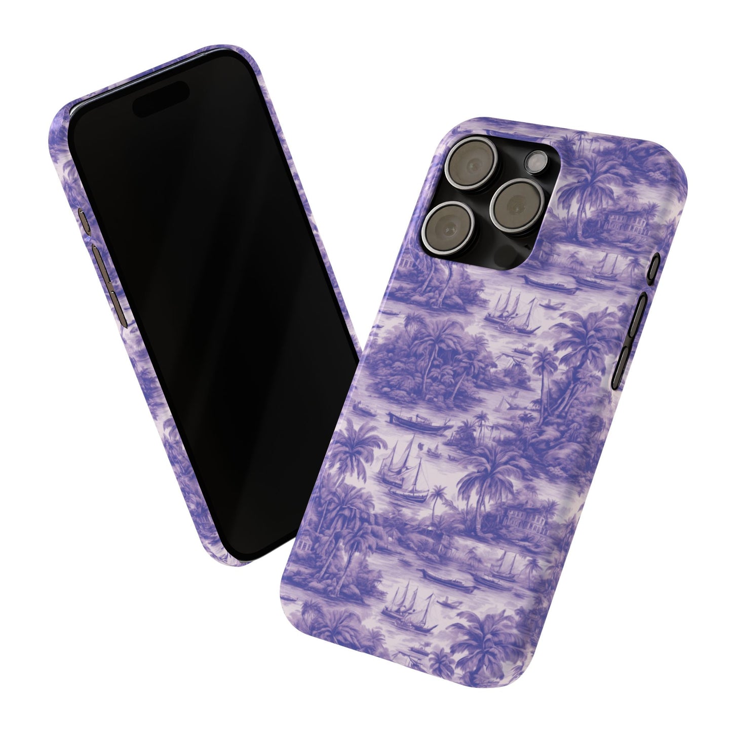 Slim Phone Cases - Tropical Toile #1, purple