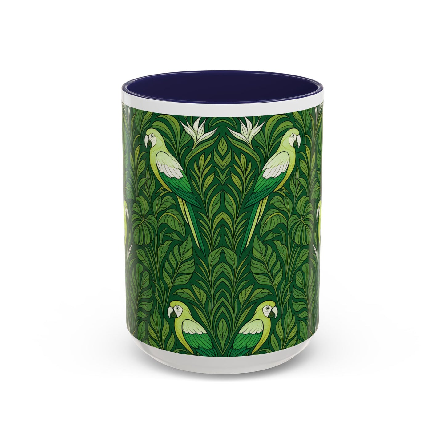 Accent Coffee Mug (11, 15oz), 8 Colors - Parrot Family, Lime