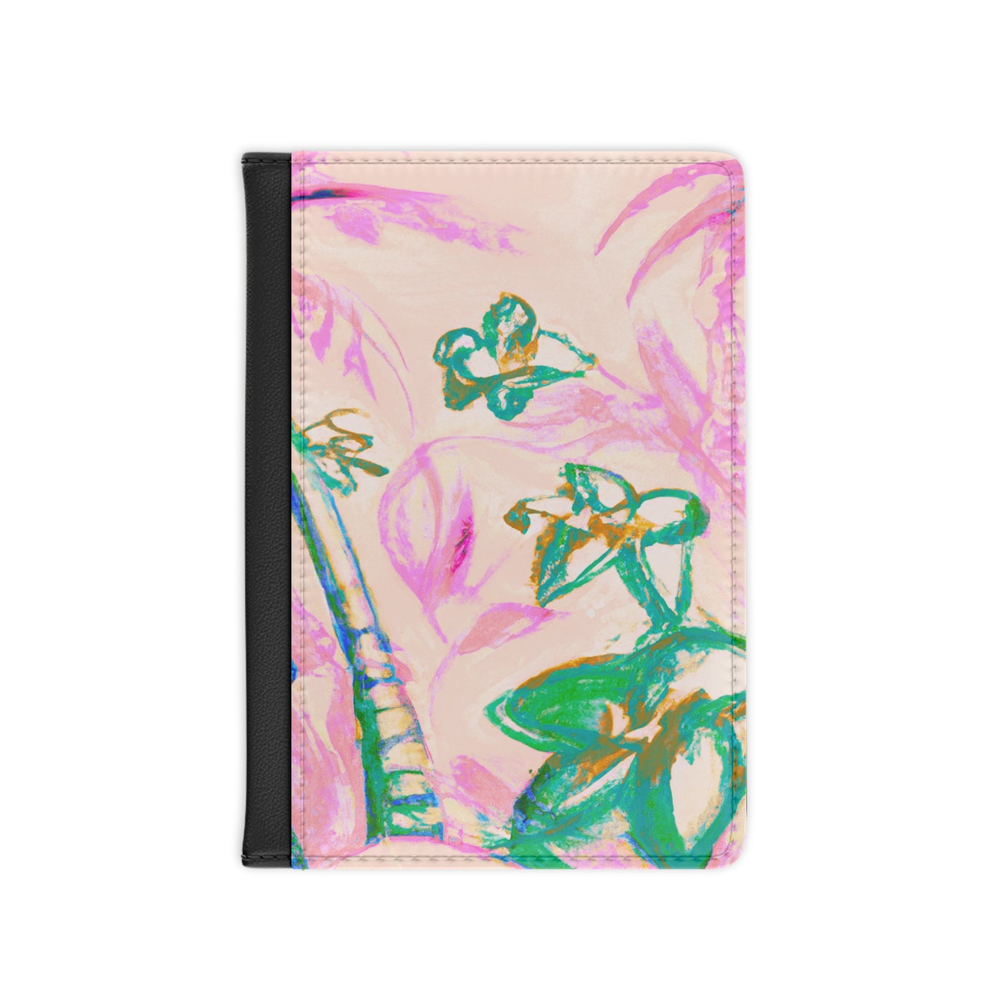 Tropical Passport Cover, Faux Leather - RFID blocking for travel security / Tropical Doodles, Pink