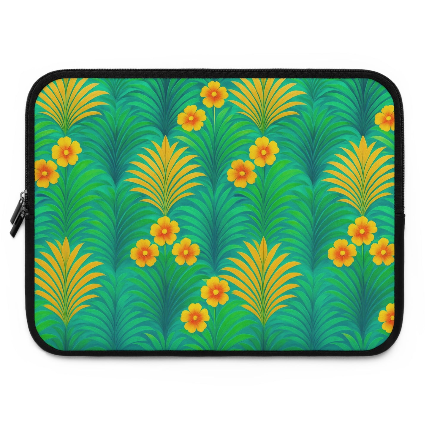 Tropical Laptop Sleeve, 5 Sizes - Perfect for Beach Lovers & Students / Sunrise Palms, Green