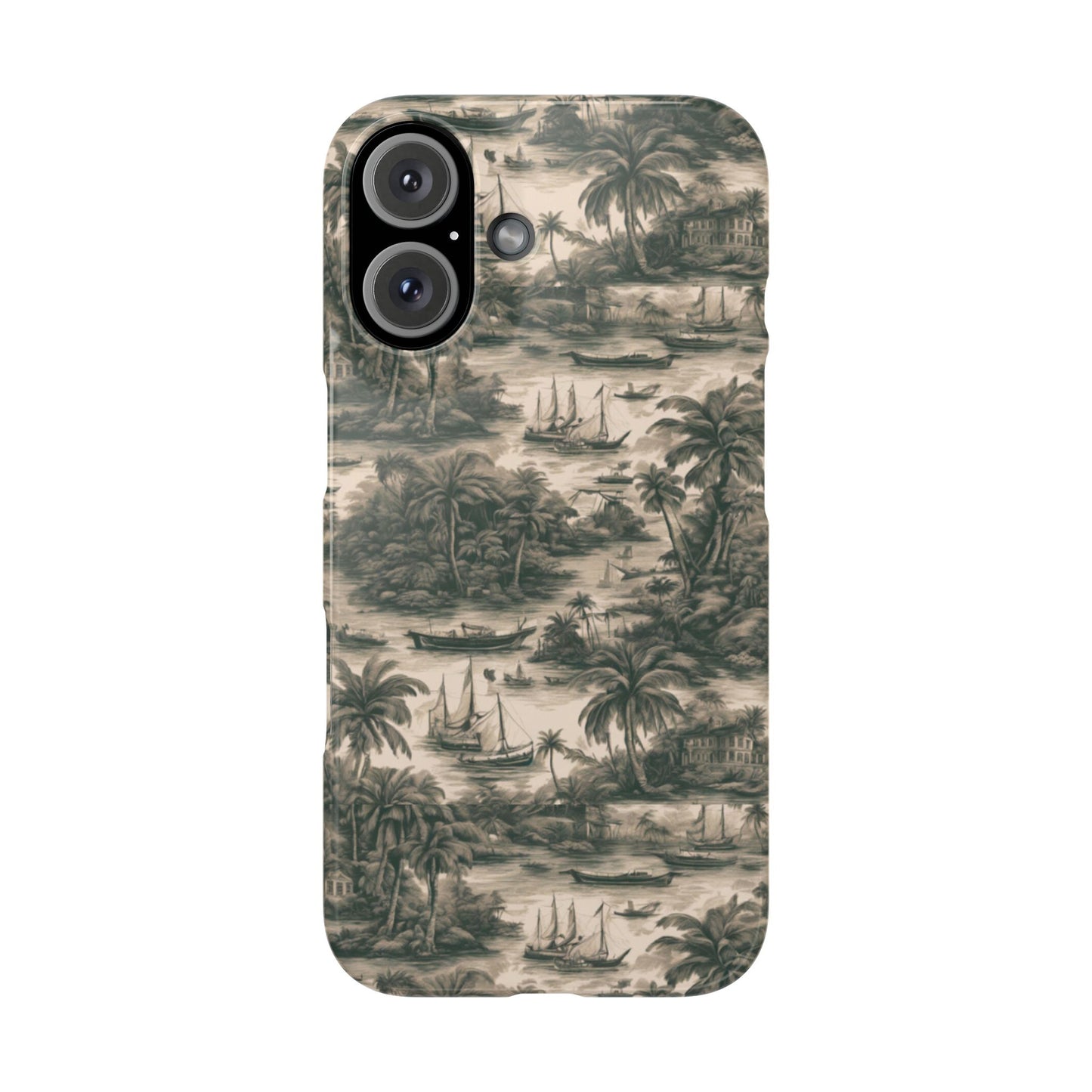 Slim Phone Cases - Tropical Toile #1, black