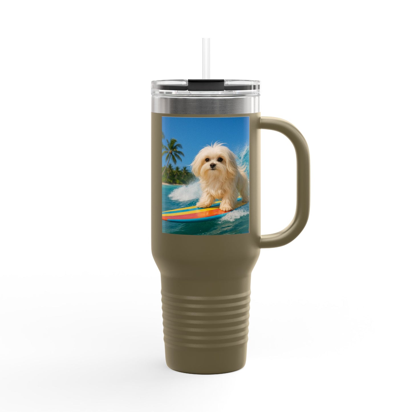 Puppy Ariel the Dog Surfer Insulated Travel Mug - 40oz - Perfect for Outdoor Adventures