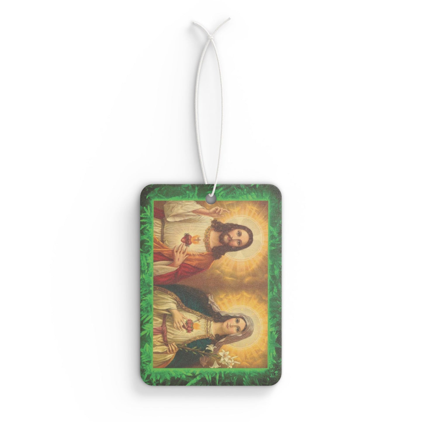 Car Air Freshener - Tropical GLOW Jesus and Mary Sacred Hearts, Religious