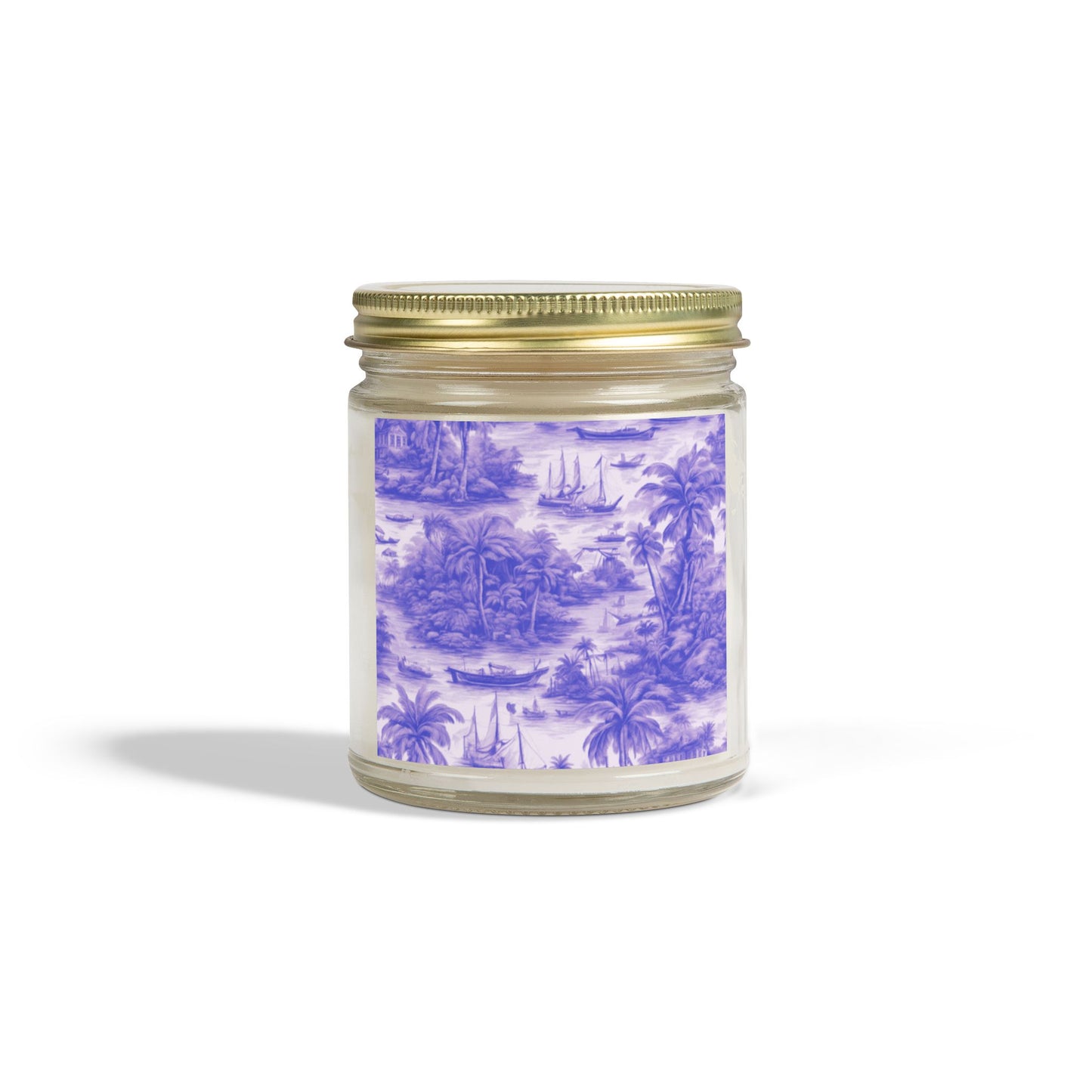 Scented Candles, Coconut Apricot Wax (4oz, 9oz) - Tropical Toile #1, Purple