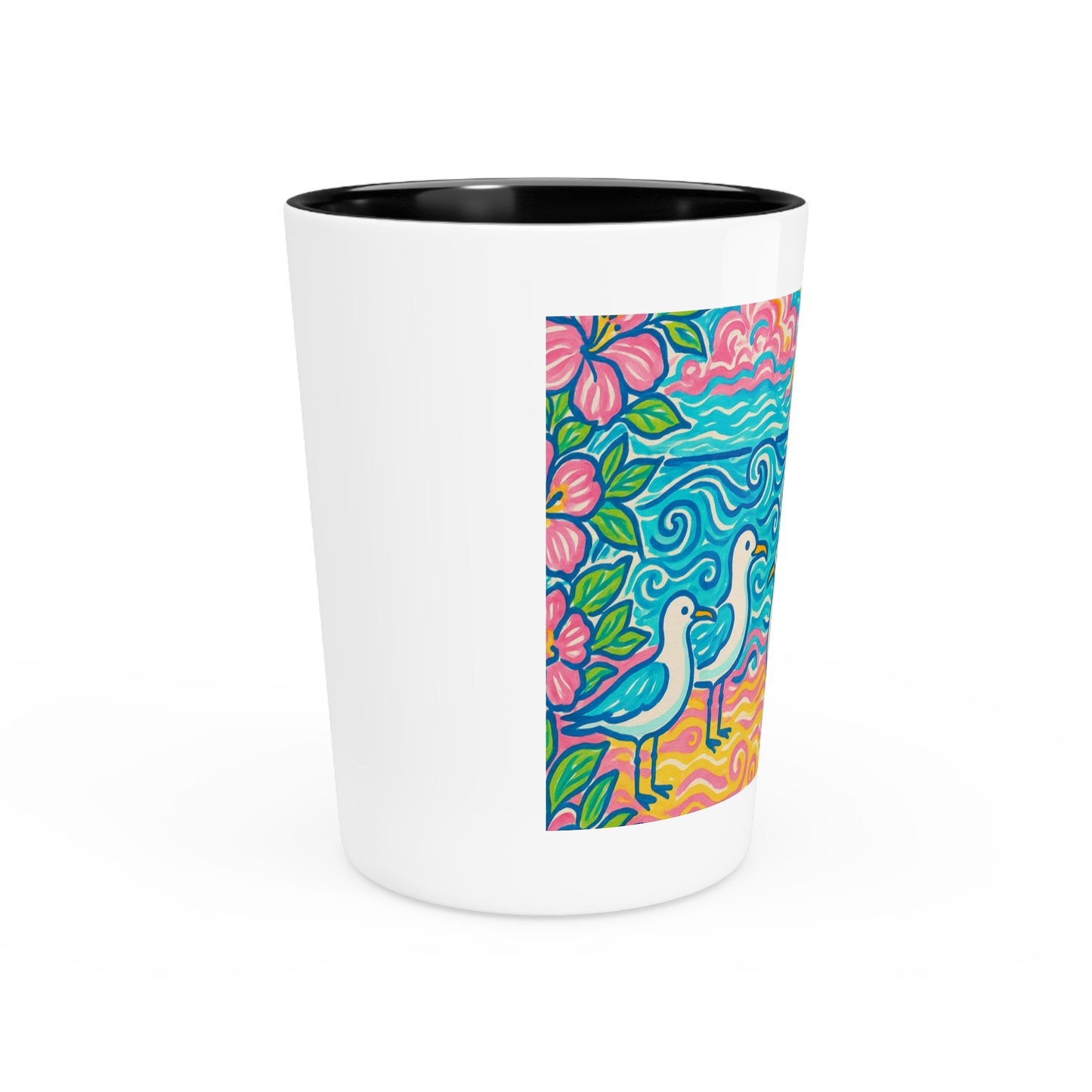 Shot Glass - Tropical Beach Seagulls