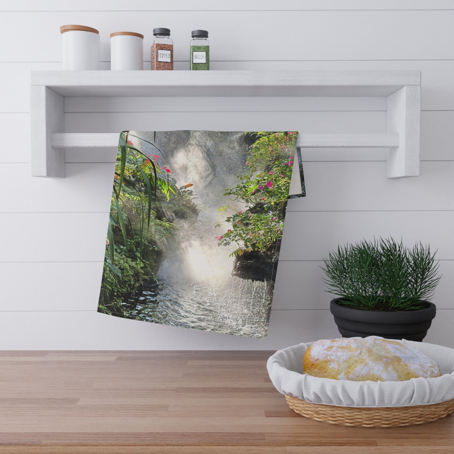 Tea Towels (cotton, poly) - Misty Rainforest River