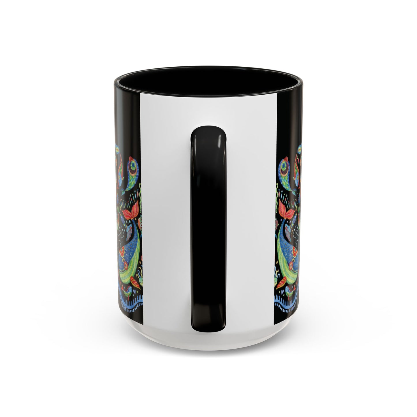 Mermaid Kingdom/Black, Coffee Mug, 8 Colors - Fun Tropical Drinkware for Beach Vibes