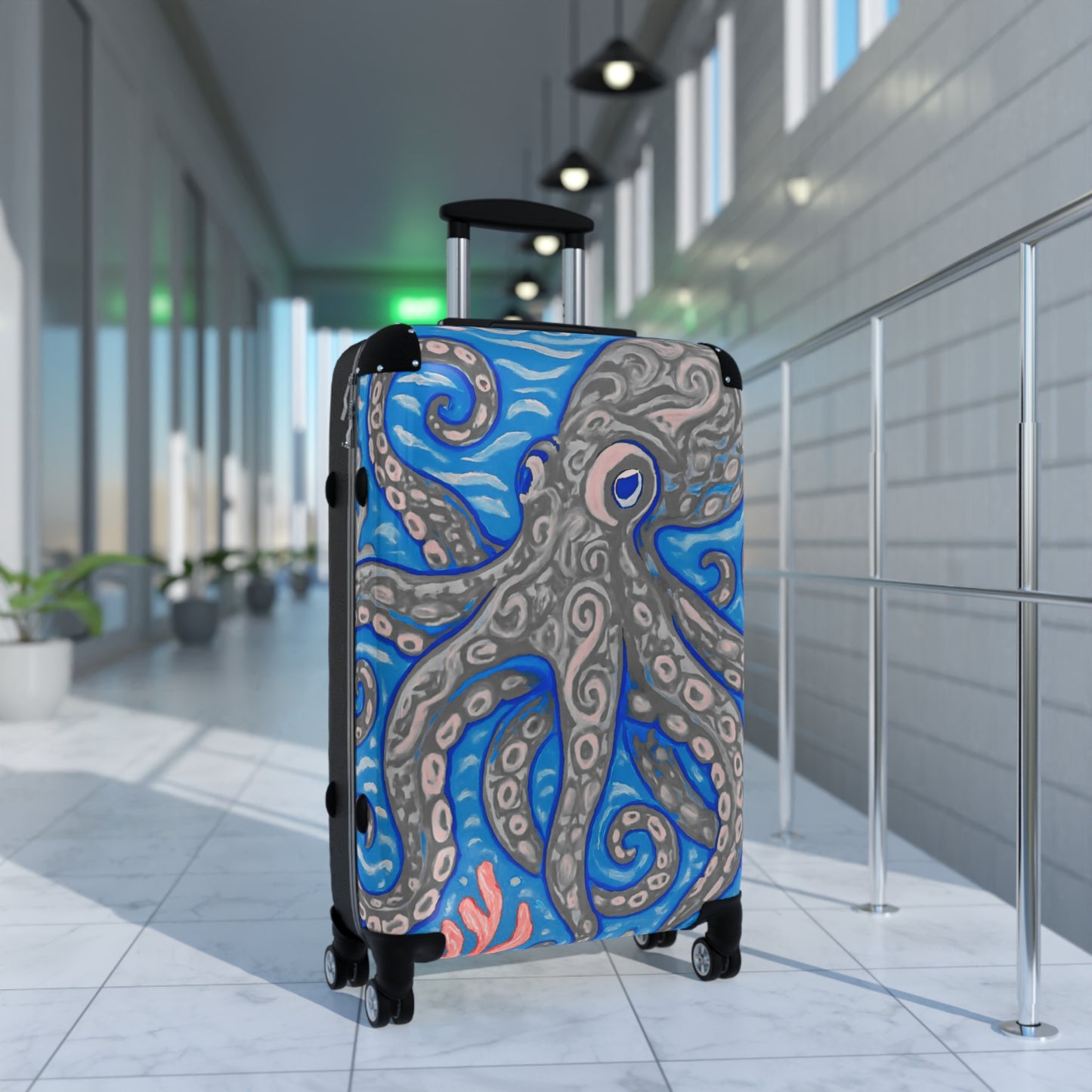 Tropical Suitcase - Stylish Travel Luggage for Adventurers / Kraken Joe, Slate