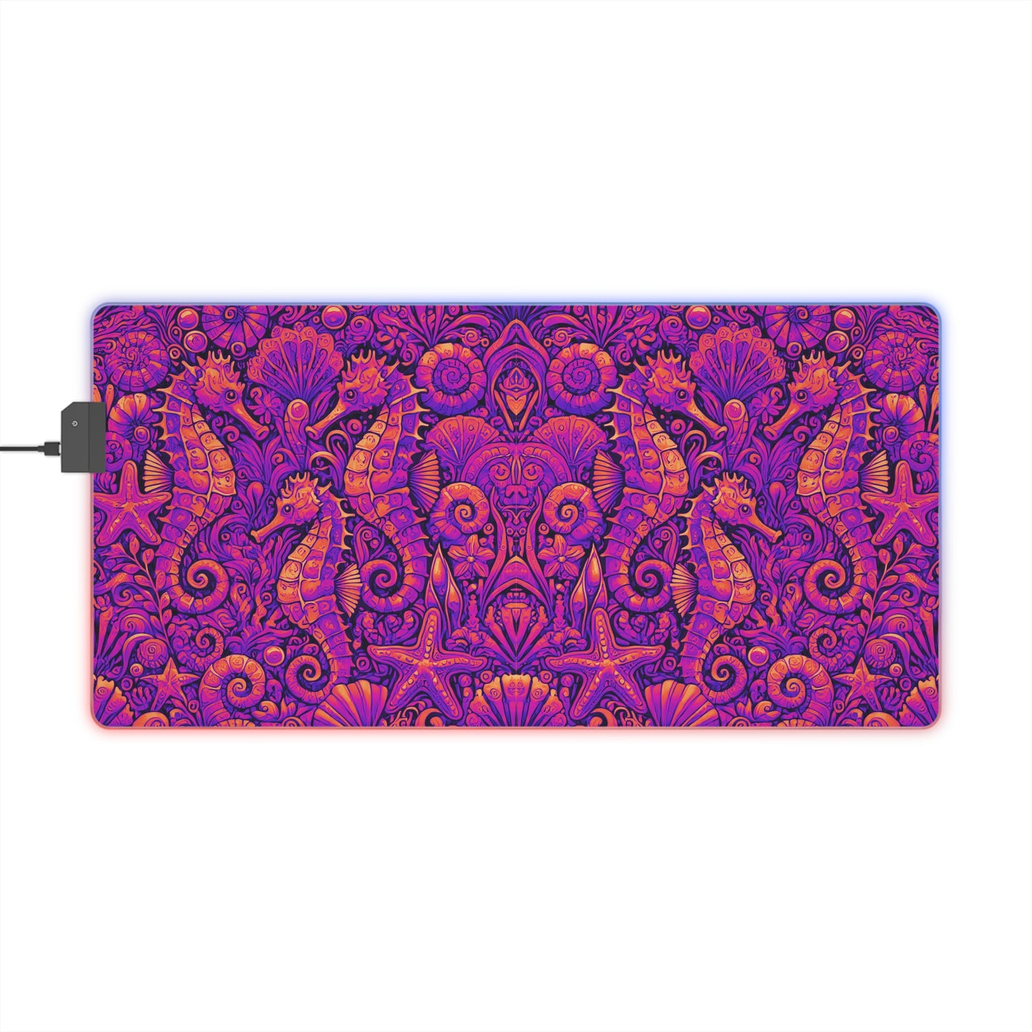 LED Gaming Mouse Pad With Vibrant RGB Lighting, 4 Sizes / Seahorse Trio, Heatwave