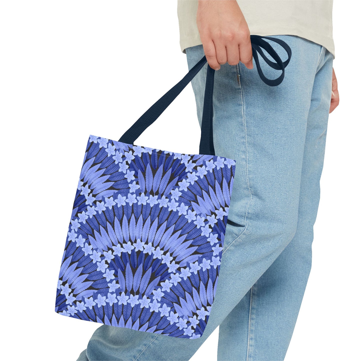 Plumeria and Palms Blue Tote Bag - 3 Sizes