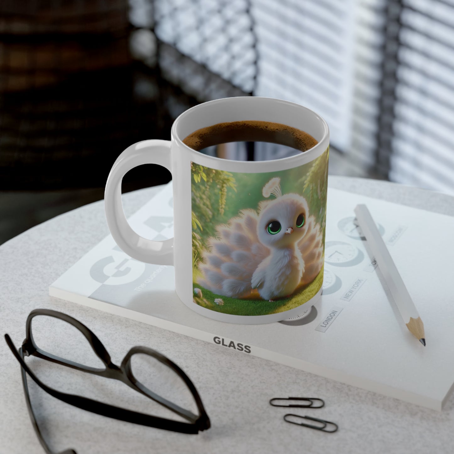 Jumbo Mug, 20oz, Baby White Peacock | Tropical Coffee Cup