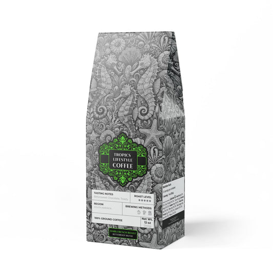 Black Coral Blend™ (Dark French Roast) Specialty Grade Craft Coffee / Seahorse Trio, Noir